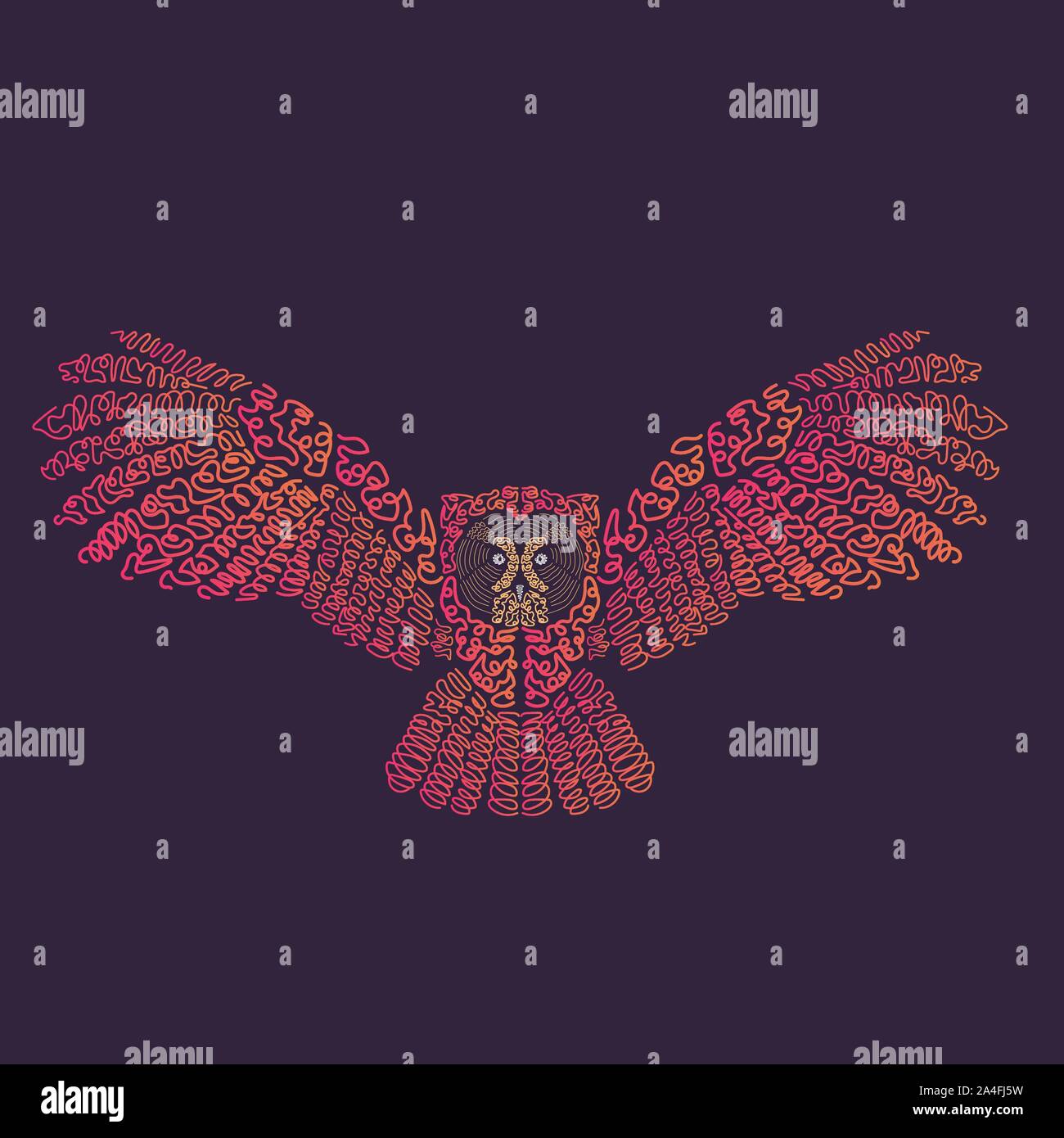 Hand drawn eagle owl. It can be used for print design. Vector illustration of eagle owl Stock Vector