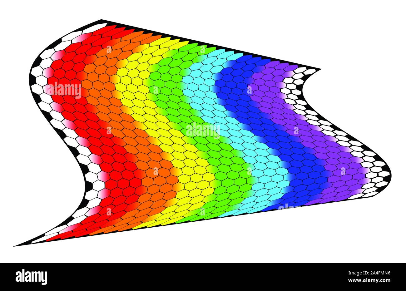 A wave honeycomb pattern background with the colours of the rainbow ...