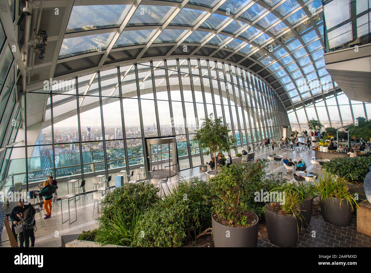 Sky garden with the skyline of london on the background Stock Photo