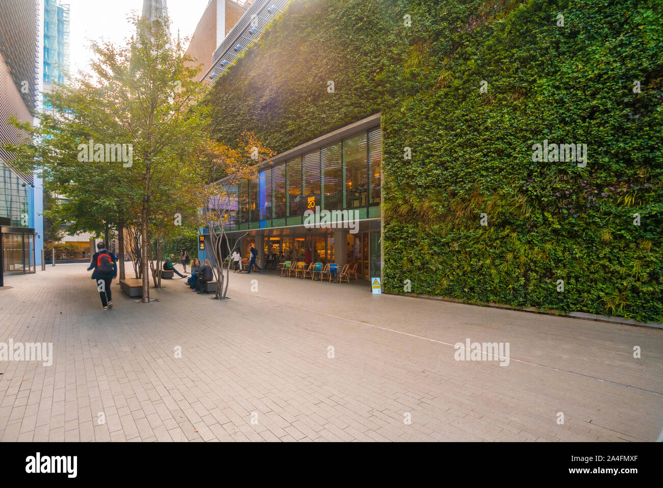 Entrance to the Sky Garden in the city of London with vertical garden Stock Photo