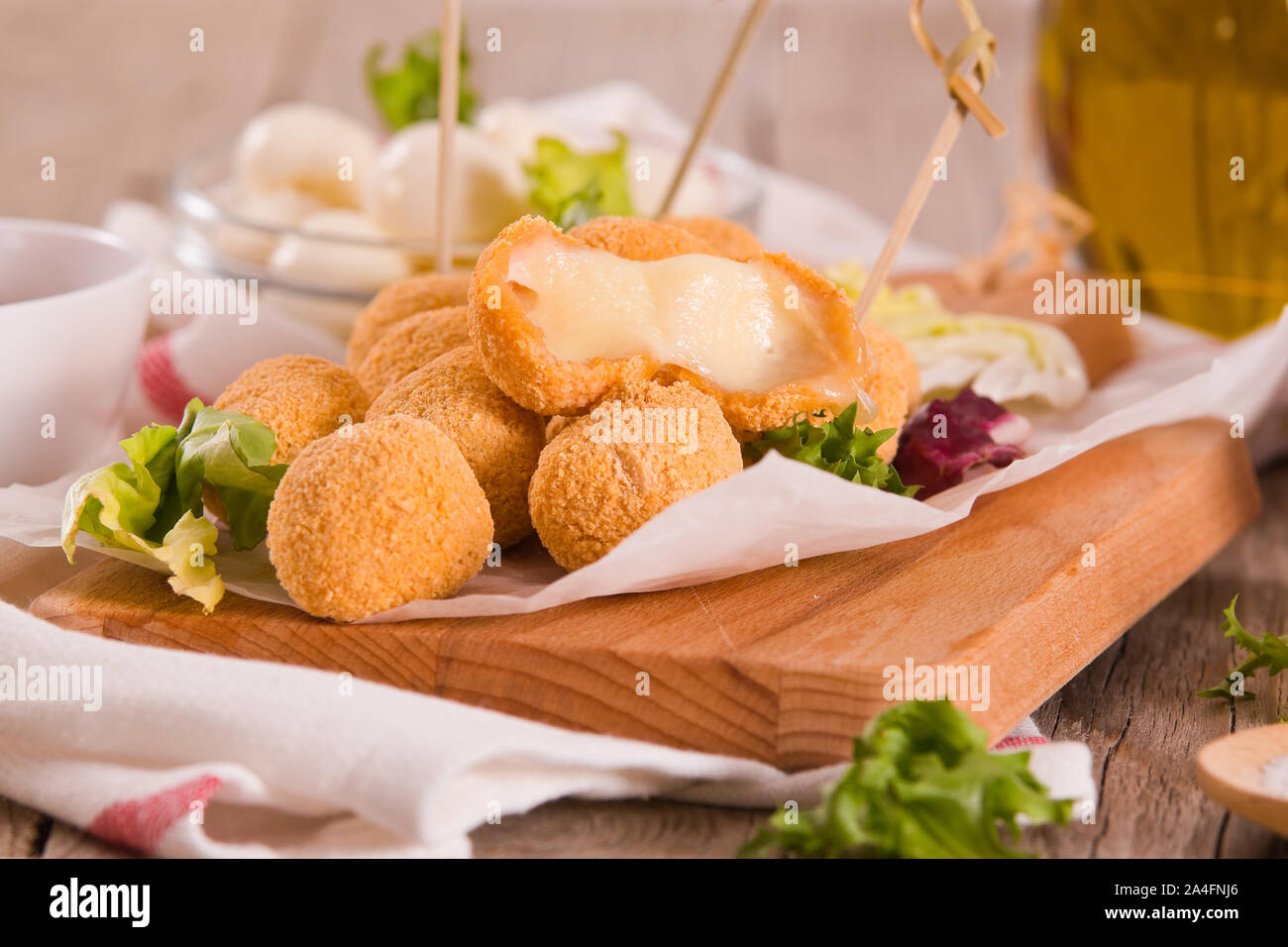 Fried Mozzarella cheese balls Stock Photo Alamy
