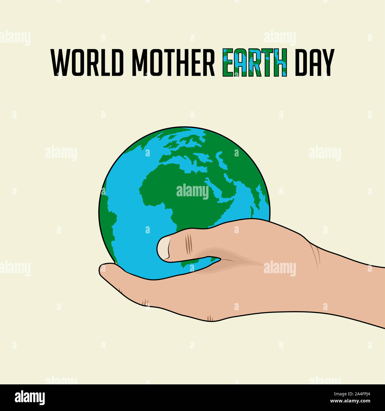 Mother Earth Day with hand holding the globe vector cartoon design ...