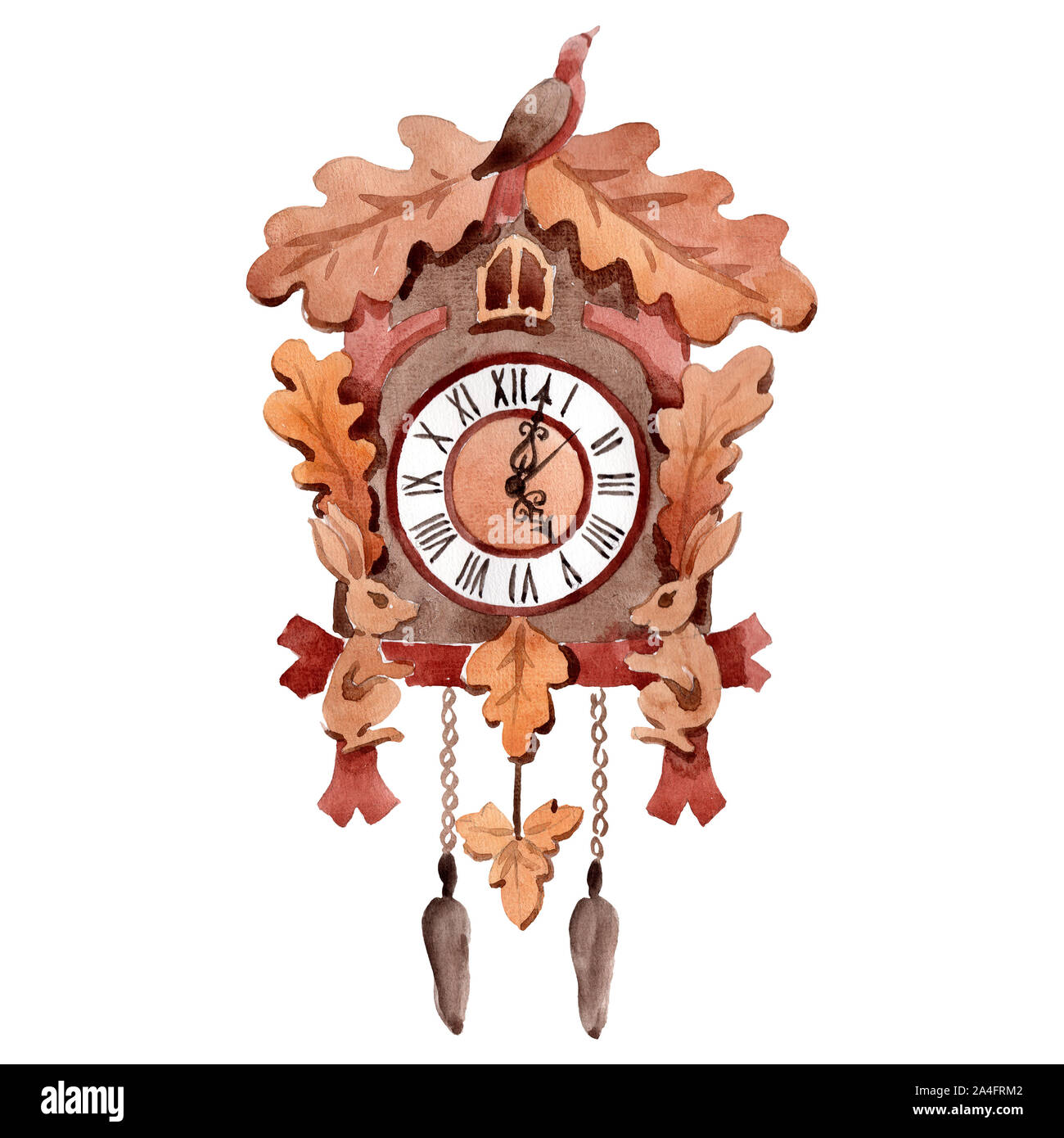 Vintage old clock. Watercolor background illustration set. Isolated ...
