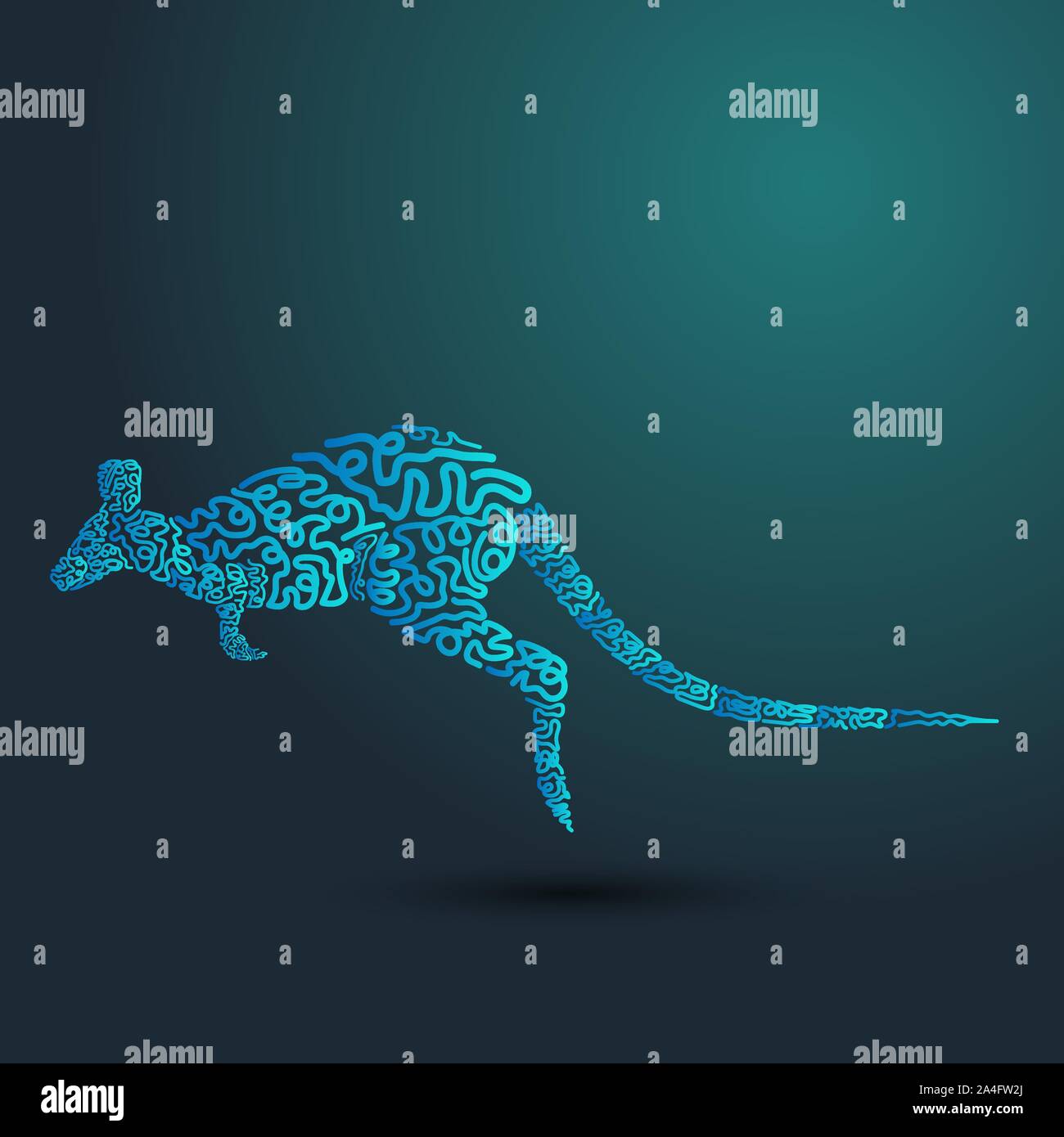 Vector illustration of kangaroo for print design. Hand drawn horse Stock Vector
