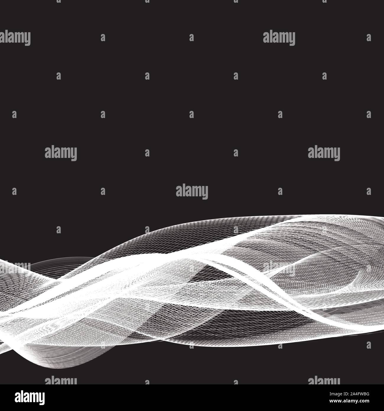Black background technology.Transparent white waves.Abstract shiny background. eps 10 Stock Vector