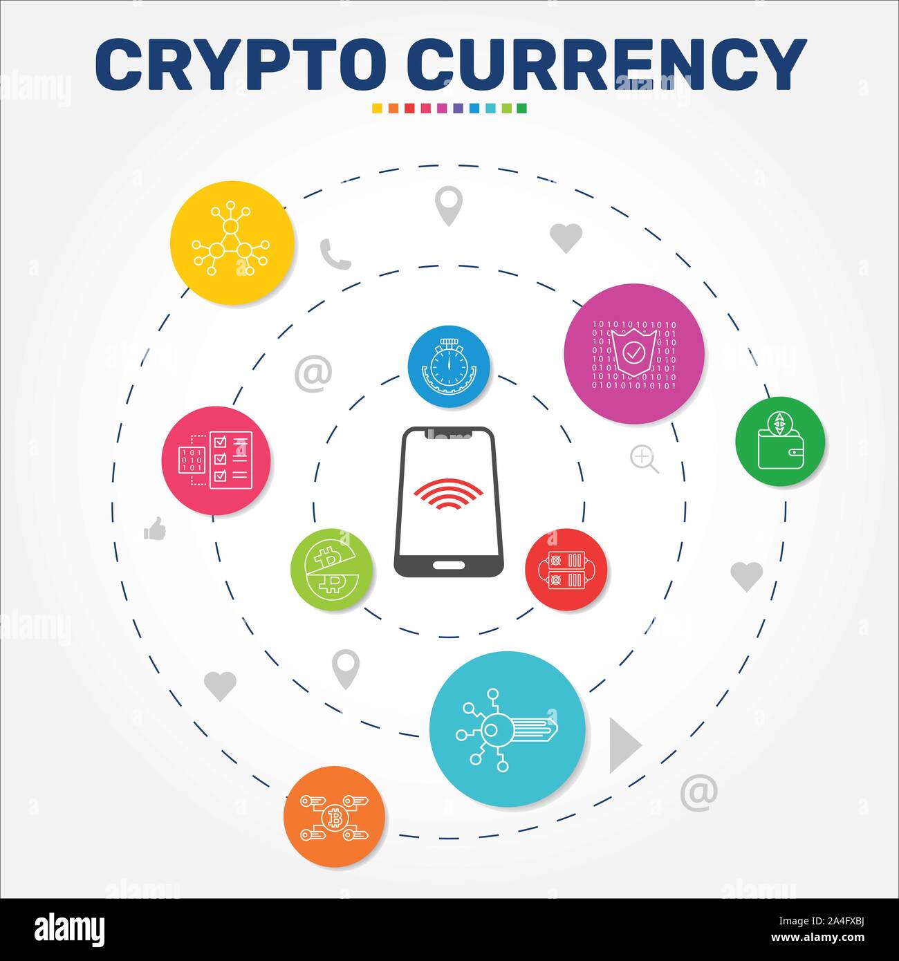Crypto Currency Infographics vector design. Timeline concept include  decentralized, digital key, encrypted icons. Can be used for report,  presentation Stock Vector Image & Art - Alamy