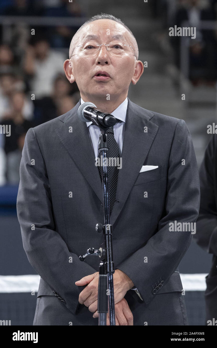 Tokyo, Japan. 14th Oct, 2019. Tadashi Yanai President and CEO of the Fast  Retailing Co., Ltd. speaks during the opening ceremony for the UNIQLO Life  Wear Day Tokyo charity event at Ariake