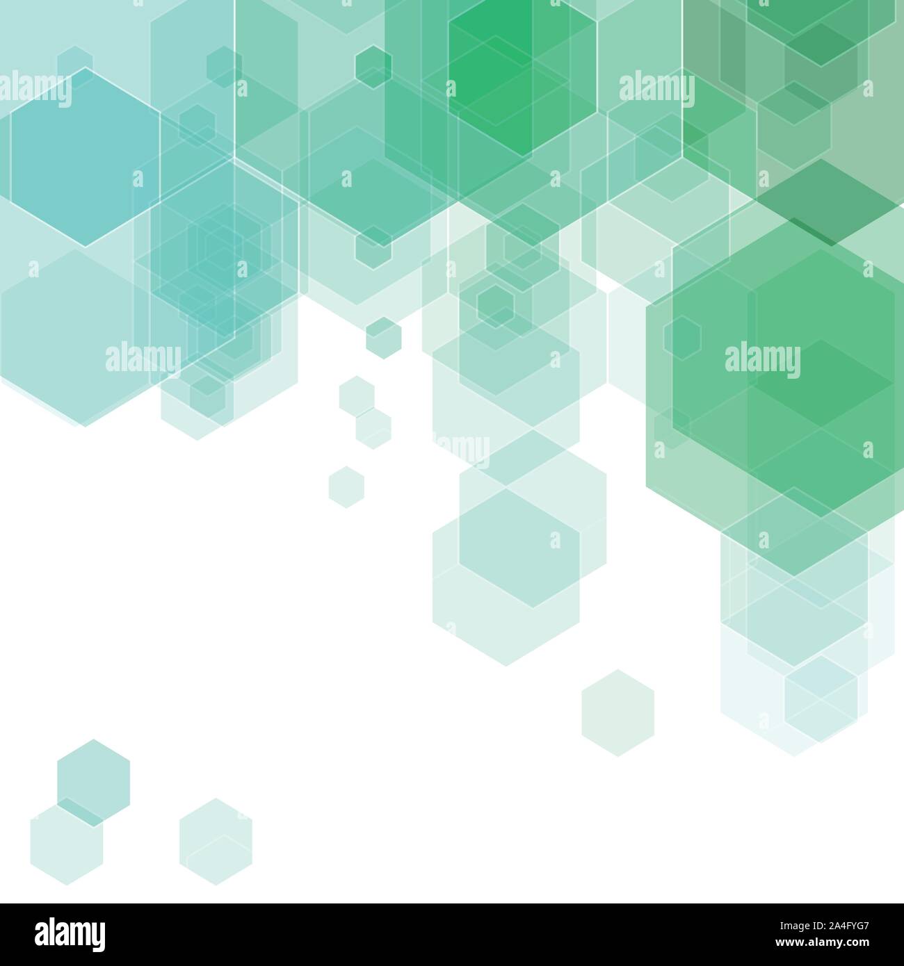 Abstract modern geometric background with blue and green hexagons Stock Vector