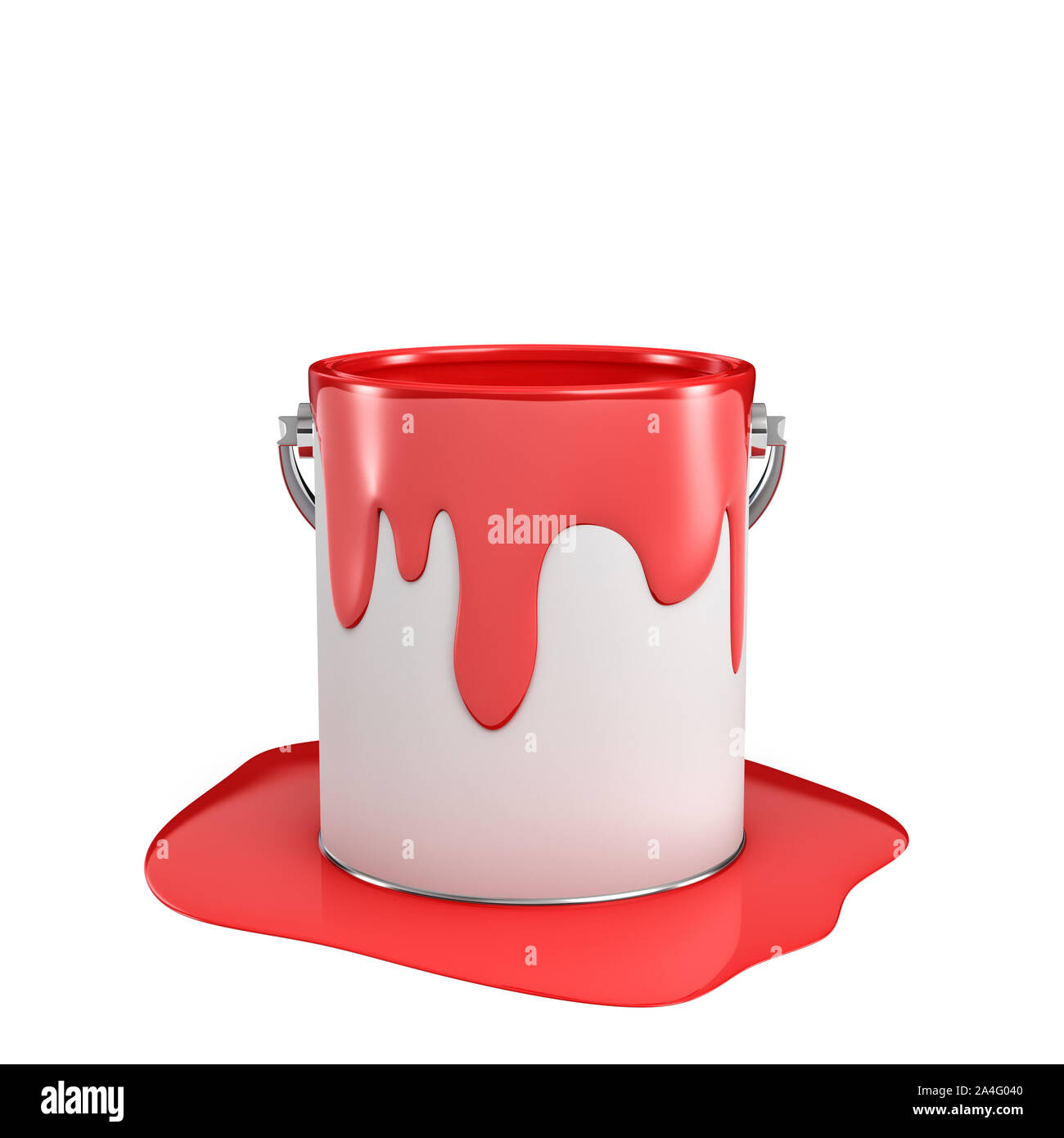 3d rendering of a paint bucket full of red paint with some of it overflown  to the ground. Painting tools. DIY. Homebuilding and renovation Stock Photo  - Alamy