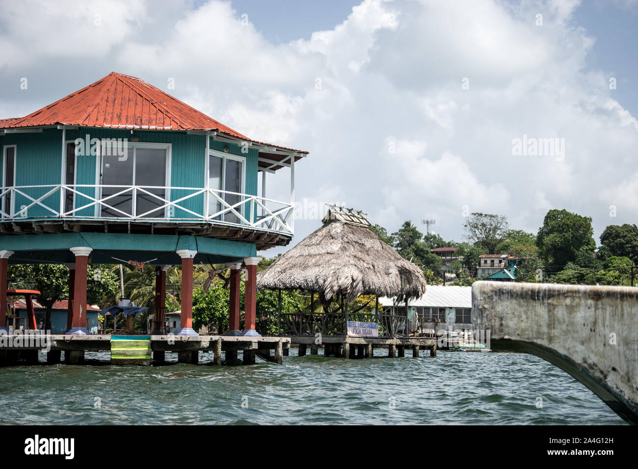 cruise ship port of call daytrip to Livingston coastal village, Guatemala Stock Photo