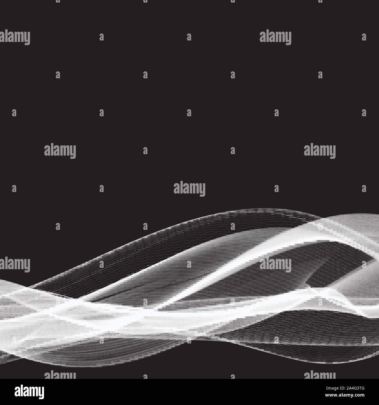Vector abstract wave background. white wave on a black background Stock ...