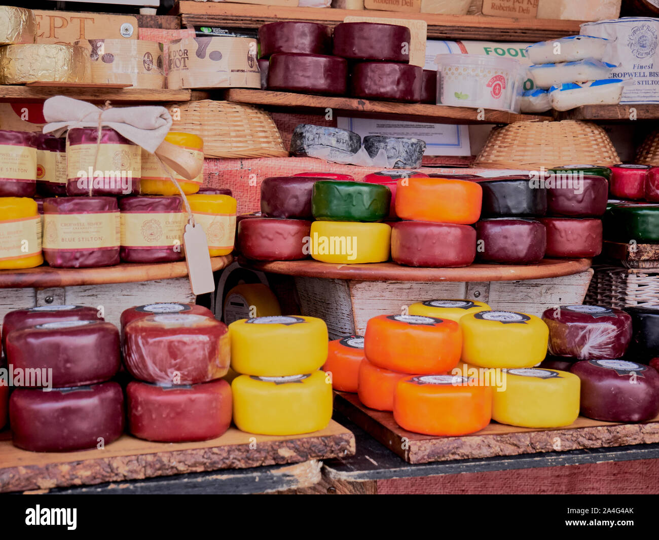 Cambridge, UK October 9, 2019 Cambridge market square. Market stall