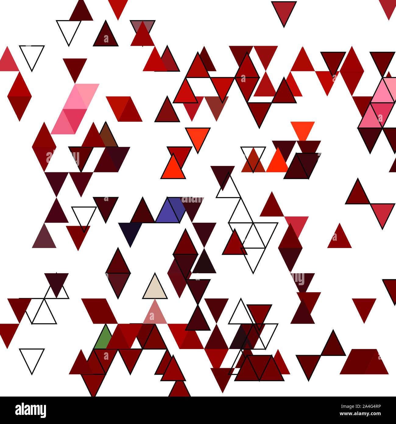 colored triangles. Vector image. Chaotic placement of geometric shapes Stock Vector