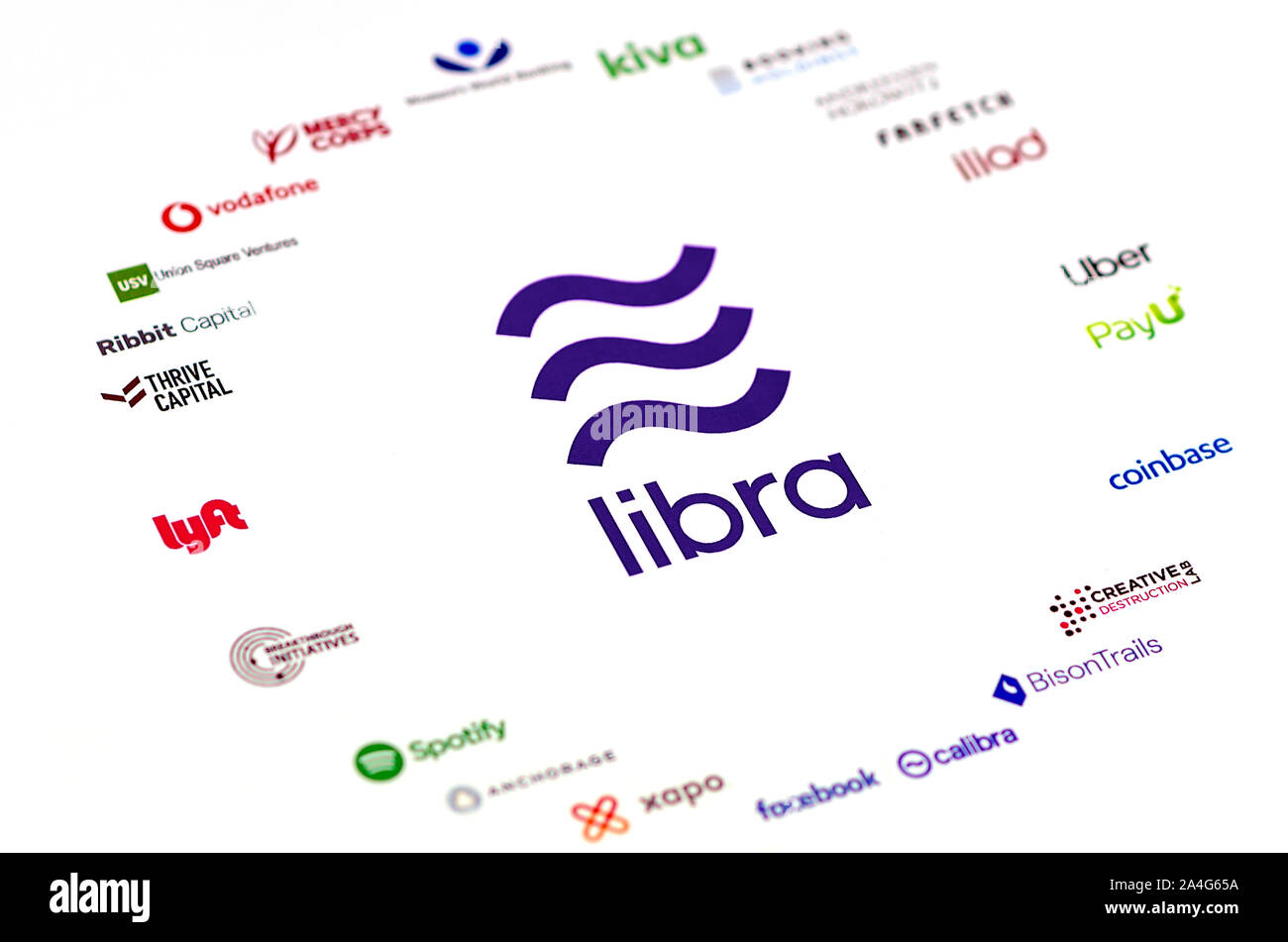 New Libra Association logo and the members which have left the association. Printed on paper as the brochure. Stock Photo