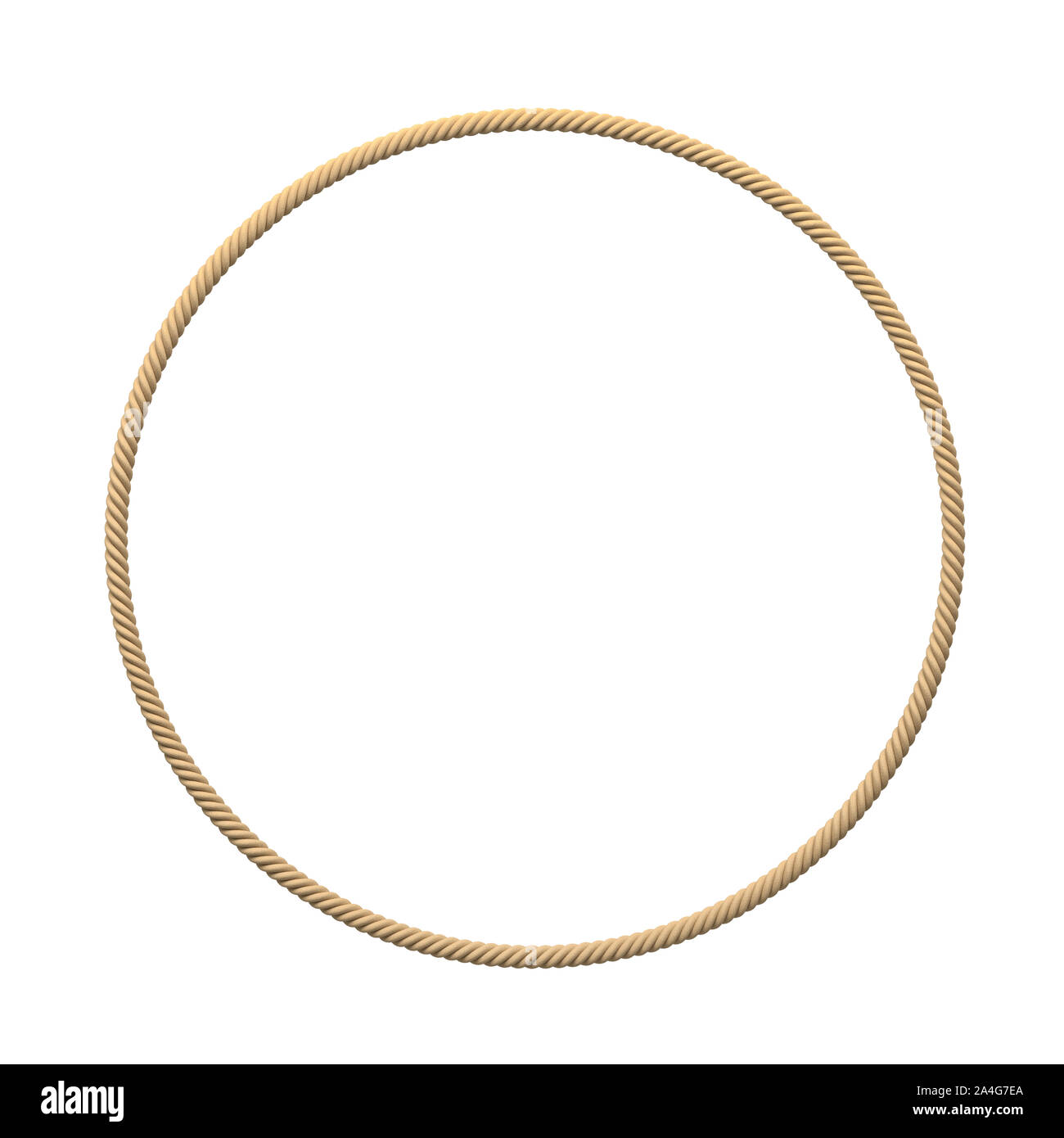 3d rendering of an isolated beige rope making a complete circle on a white  background. Rope circle. Endless cord. Round twine Stock Photo - Alamy
