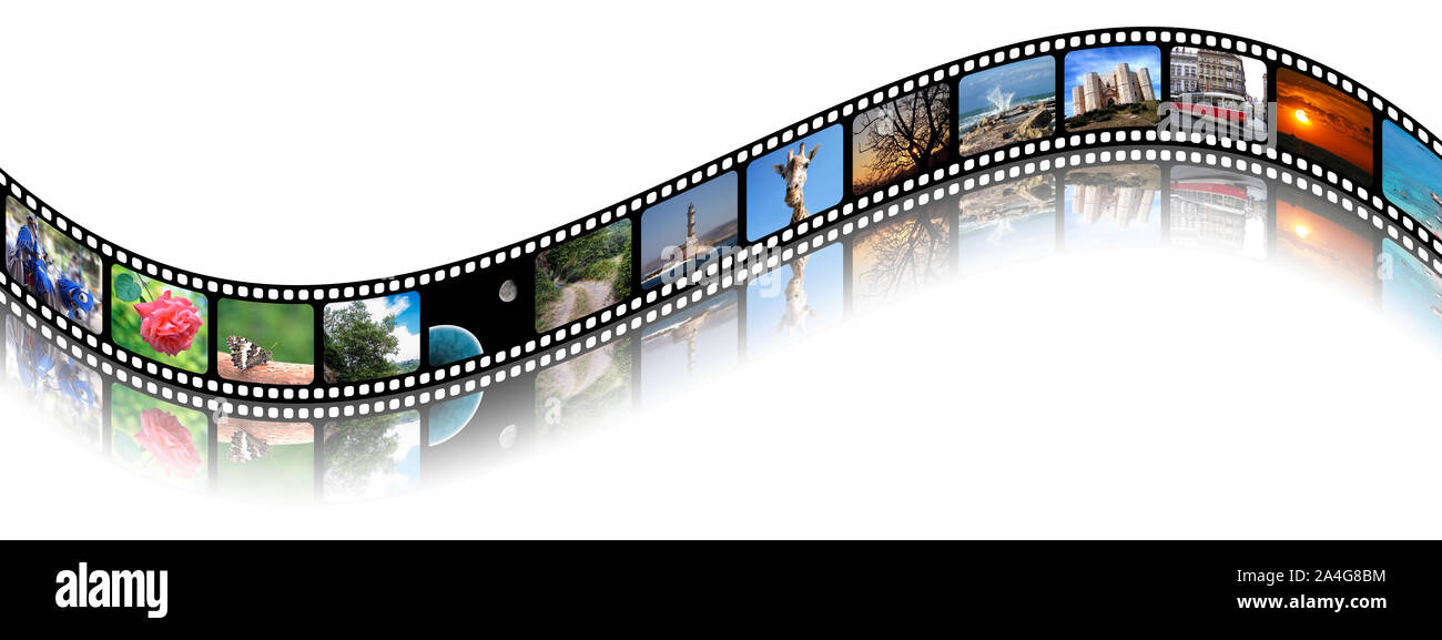 Frame film with various photos inside Stock Photo