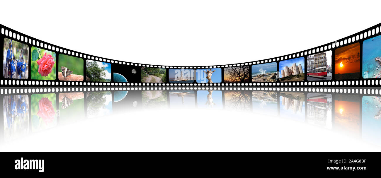 Frame film with various photos inside Stock Photo