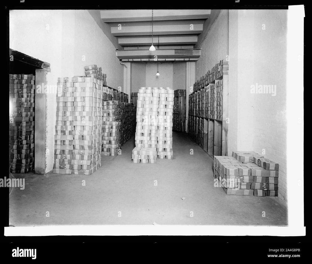Treasury Dept. , Internal Revenue stamp vault: about 2,500,000 sheets of stamps in this vault when photographed, [1914] Stock Photo
