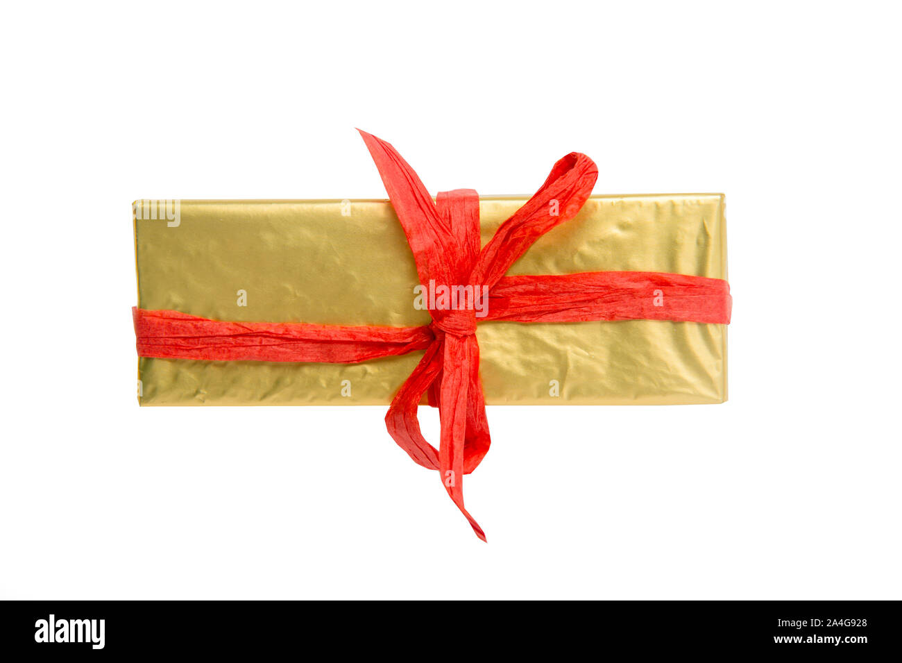 Christmas Gift Box Placed On White Background Stock Photo
