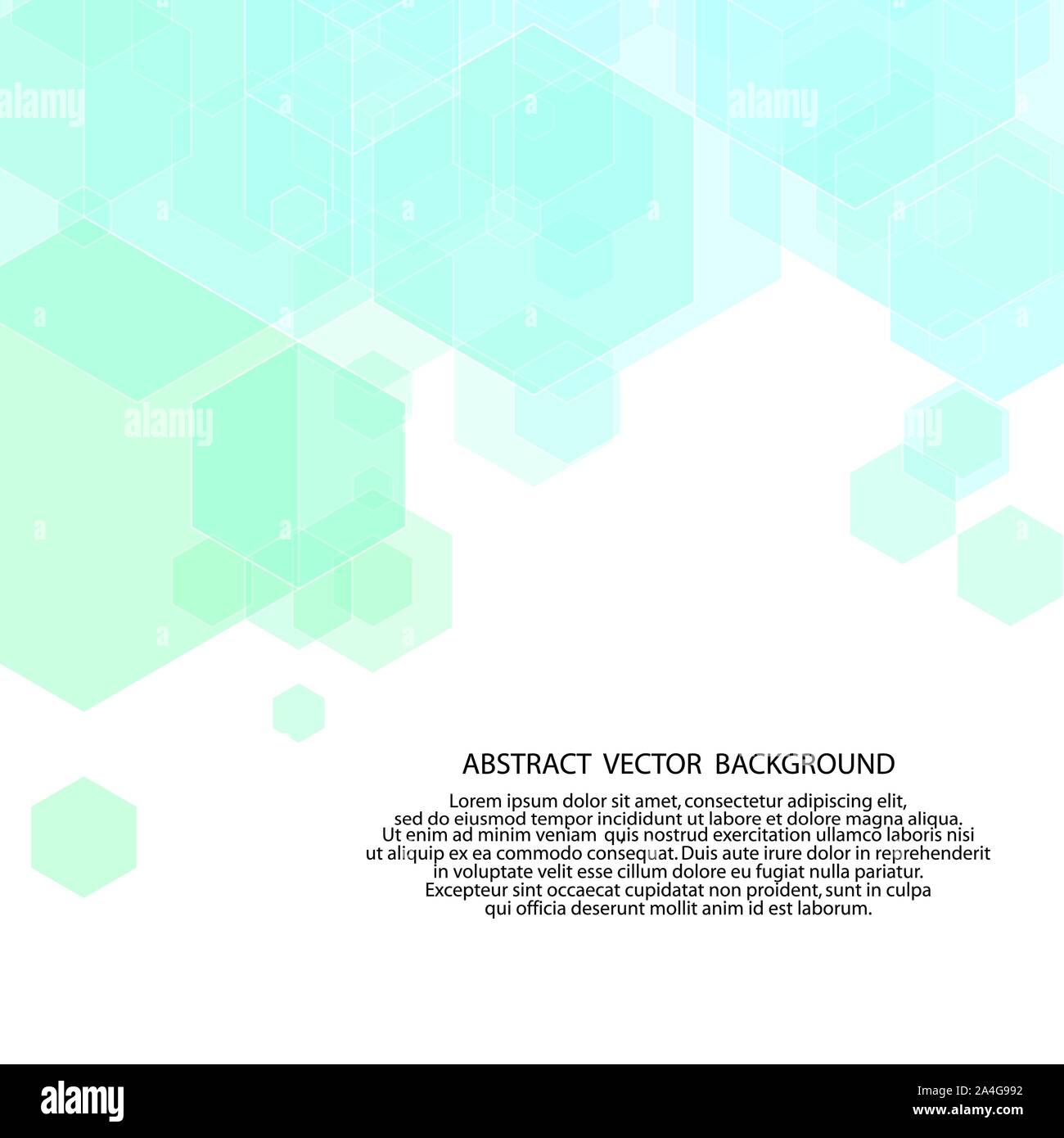 Blue abstract geometric background technology.Blue transparent hexagons and triangles Stock Vector