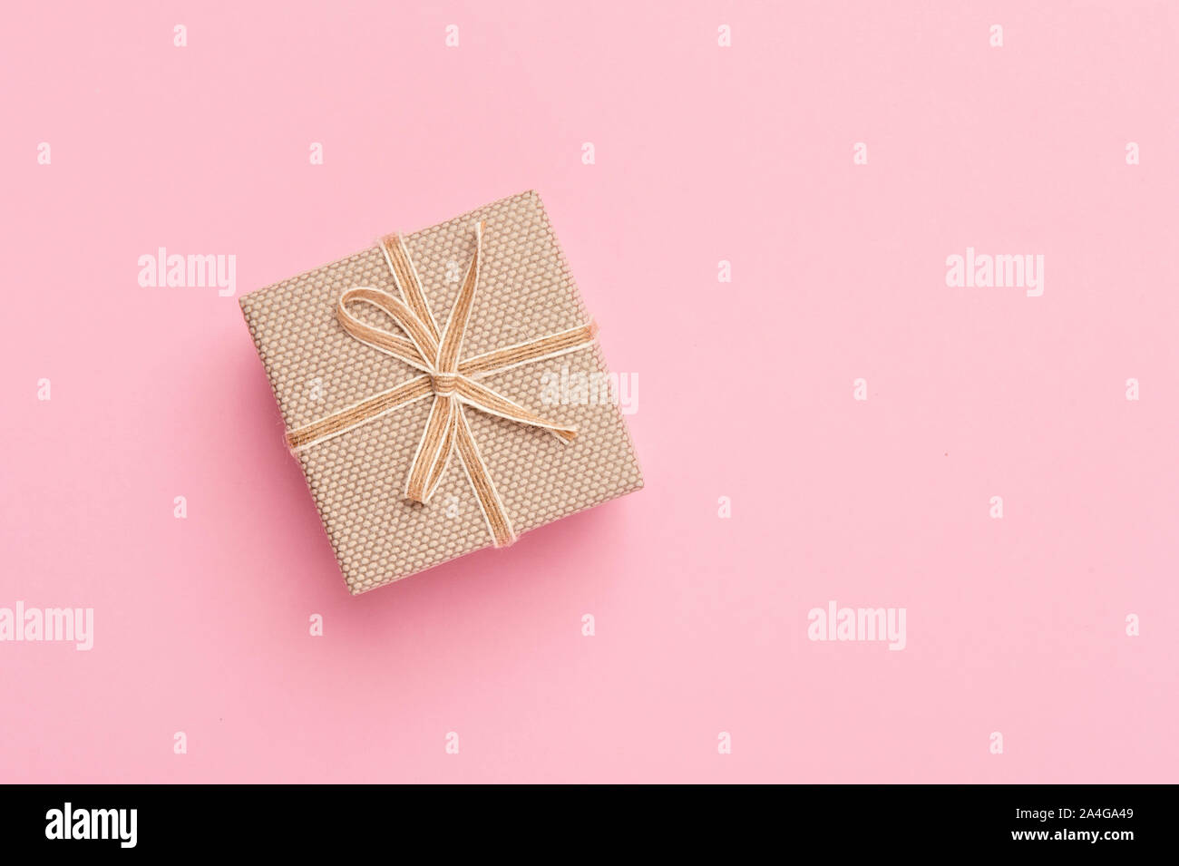Christmas Gift Box Placed On Pink Background Stock Photo
