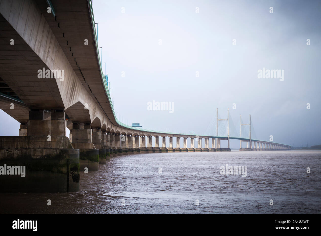 The Second Severn Crossing / Prince of Wales Bridge, carrying the M4 over the river between England and Wales. Stock Photo