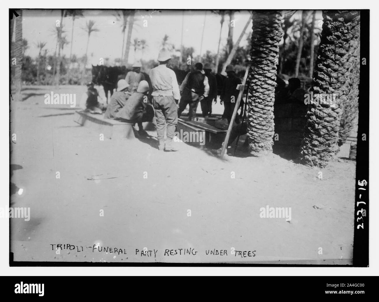 Tripoli funeral party resting under trees Stock Photo Alamy