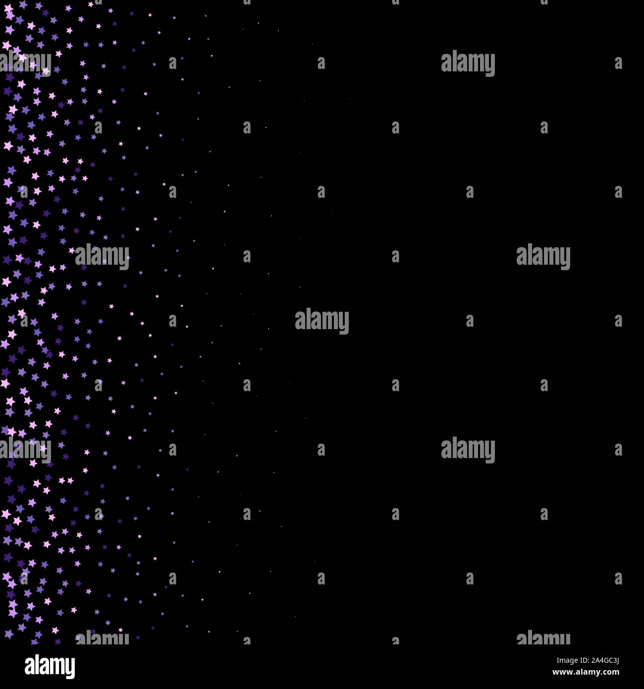 Violet particles falling on transparent background, horizontal orientation. Vector. Stock Vector