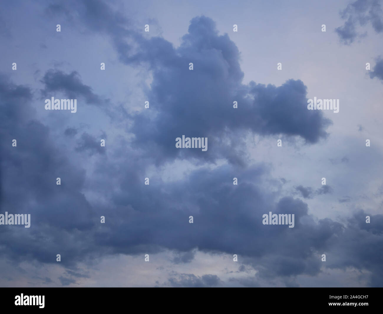 Bluish dramatic cloudscape before storm in September Stock Photo