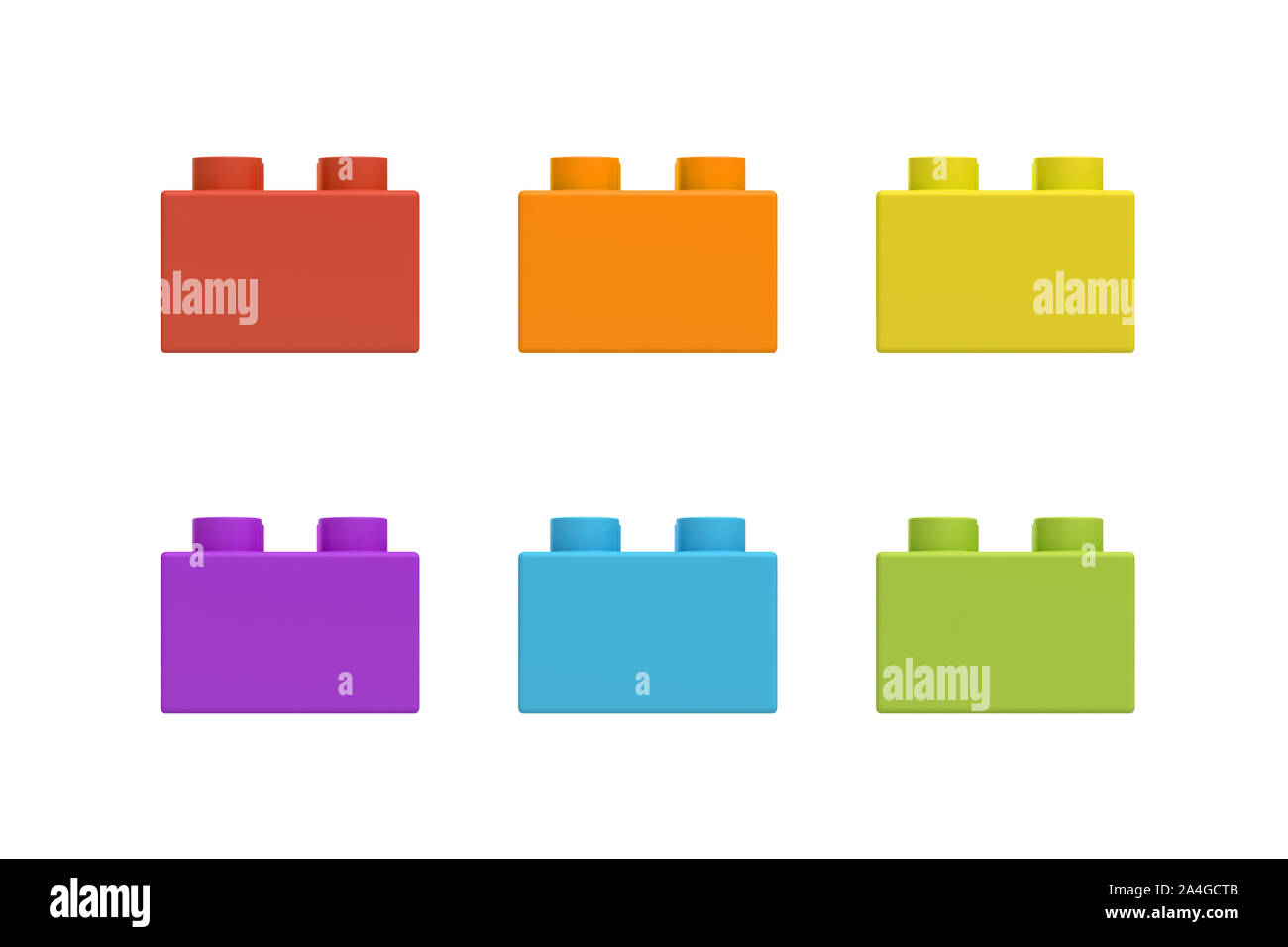 3d rendering of six multicolored toy blocks isolated on white ...