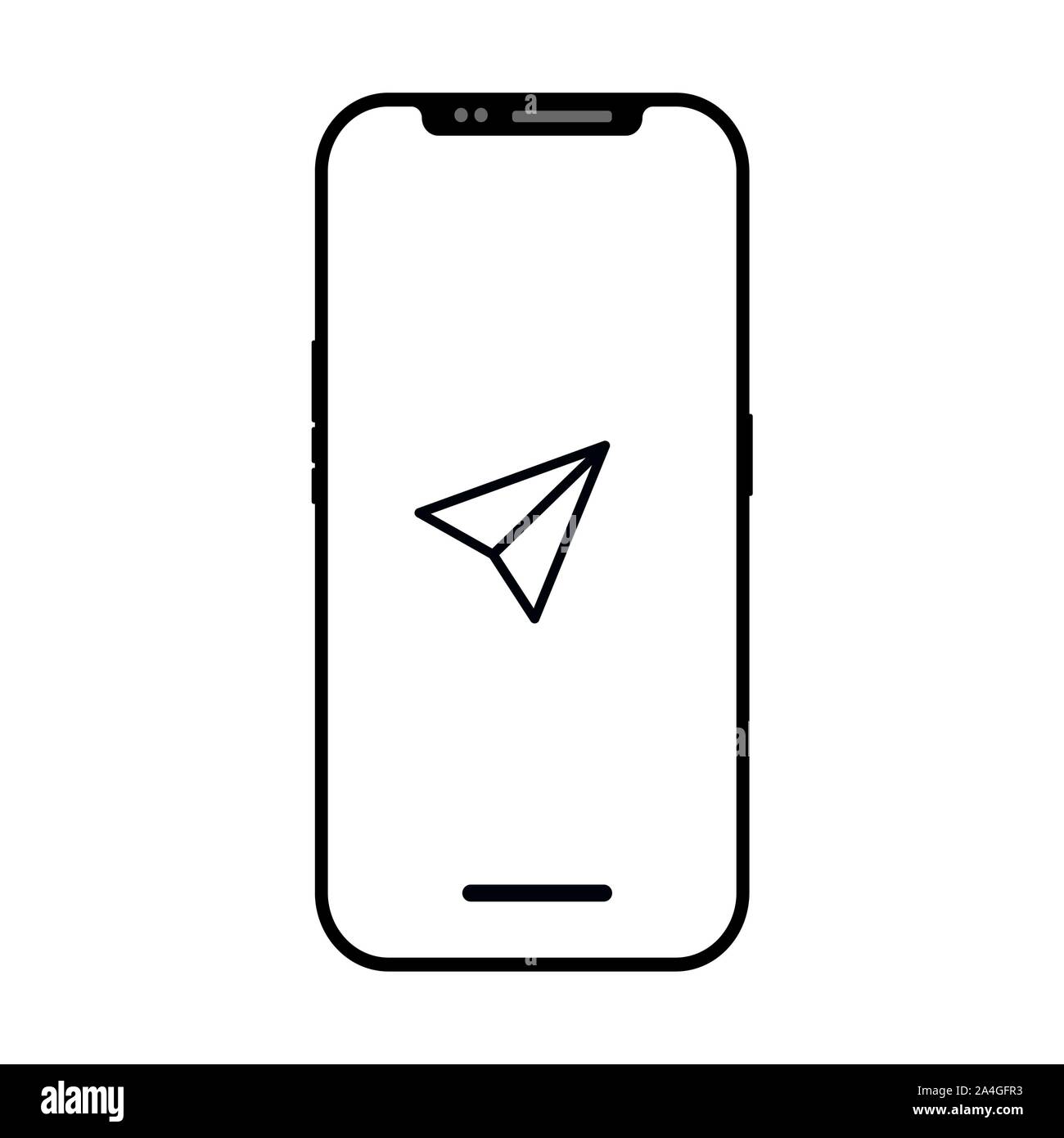 Send icon isolated on smart phone screen. flashlight symbol modern ...