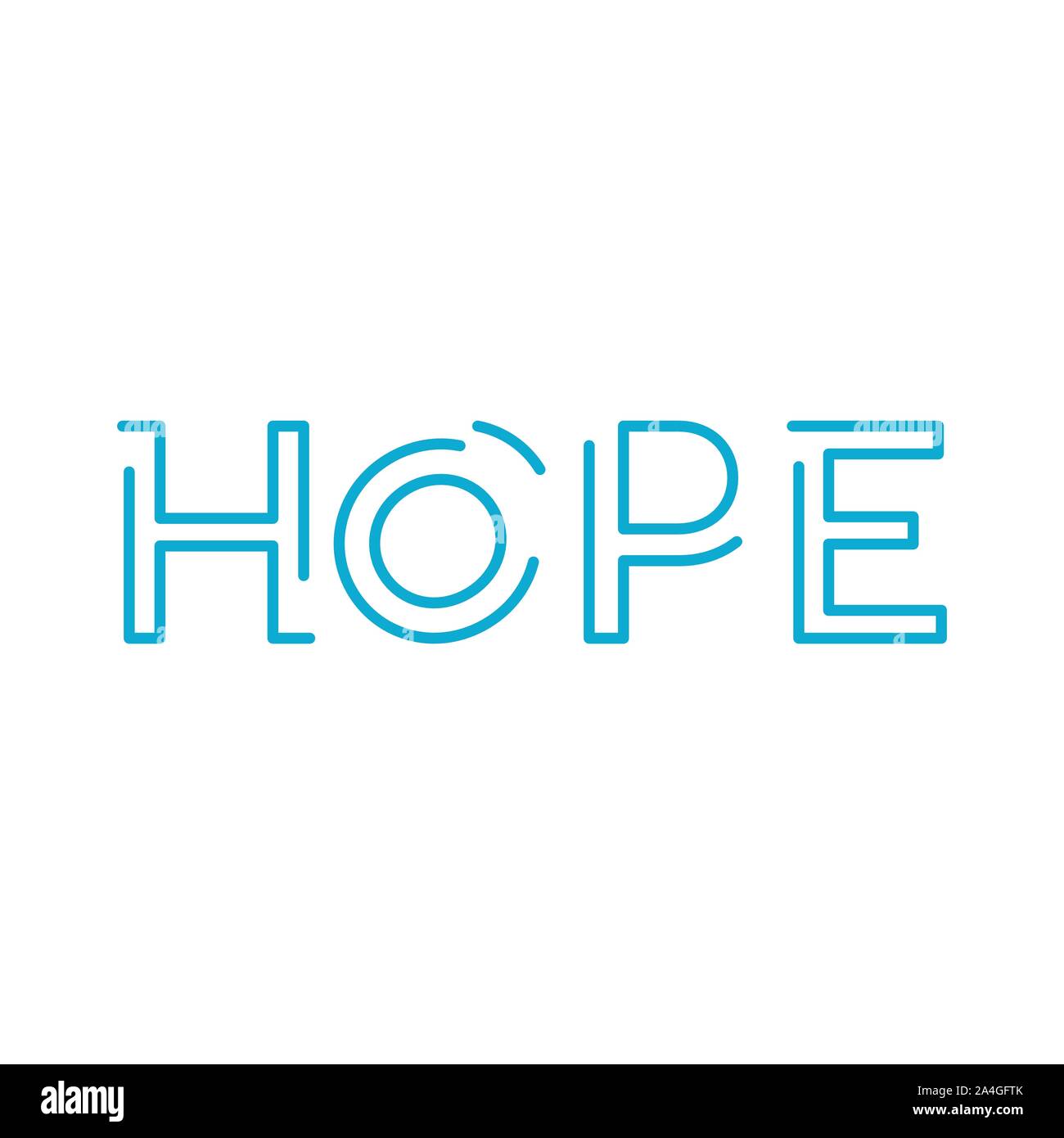 Word HOPE in linear outline design. Vector typography. hope poster or