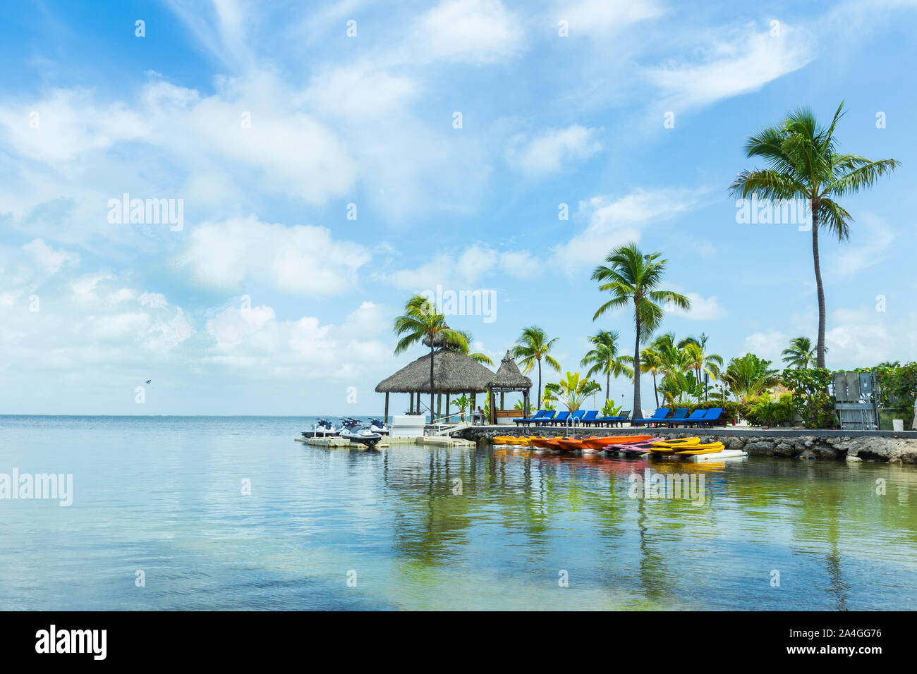 Key Largo (Florida, USA). Beautiful landscape. Desktop background. Sea & palmtrees. Stock Photo
