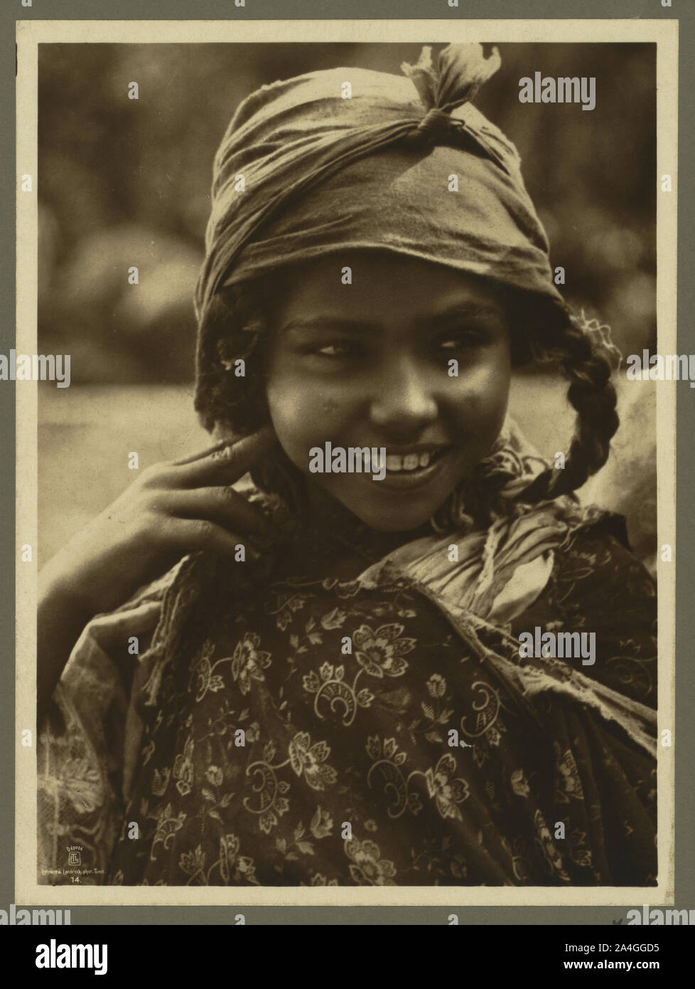 Tunisian girl, head-and-shoulders portrait, facing front] / Lehnert & Landrock, phot. Tunis Stock Photo