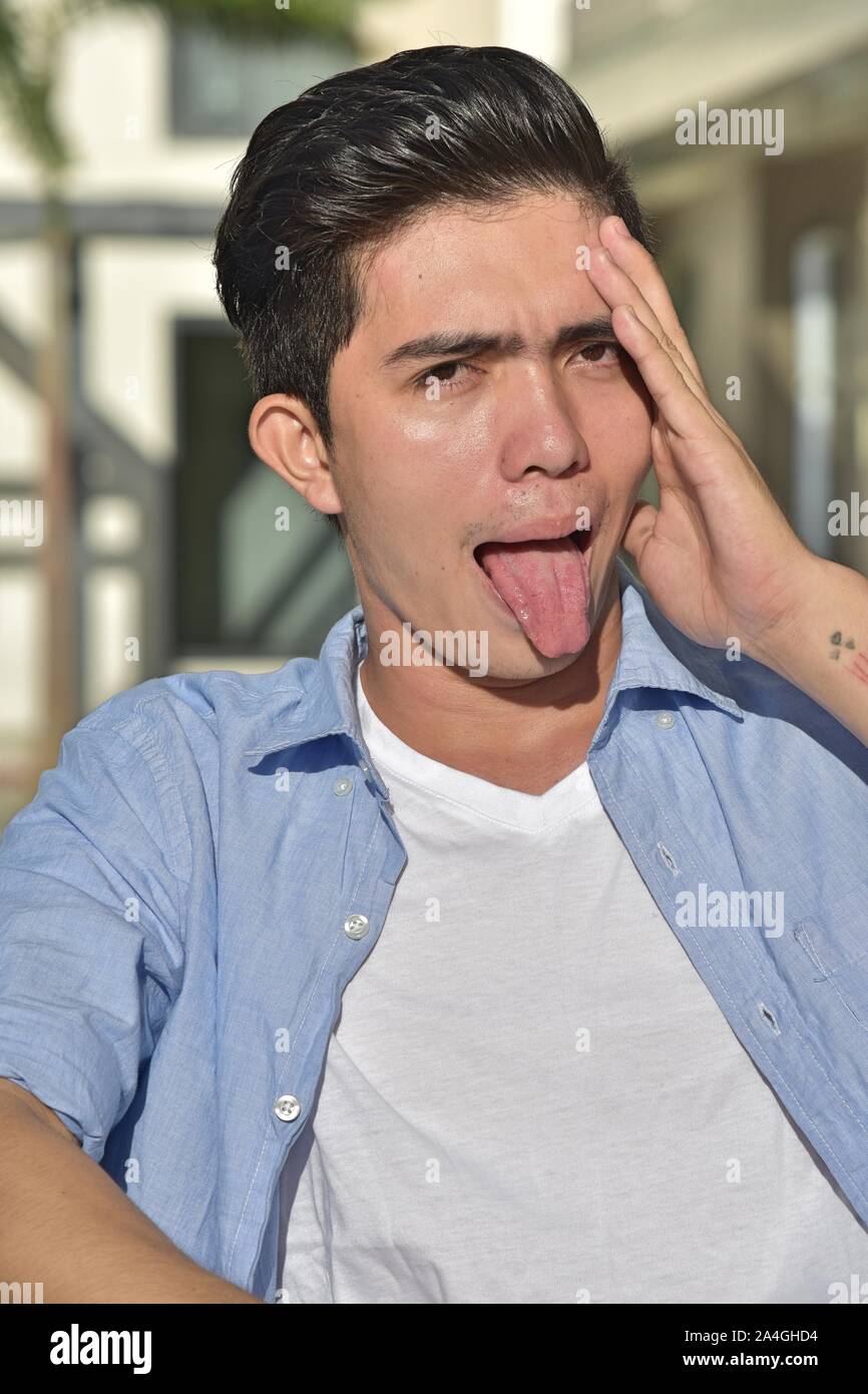 Goofy Diverse Man Stock Photo