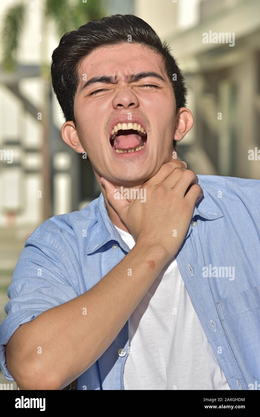 Choking Filipino Male Stock Photo Alamy