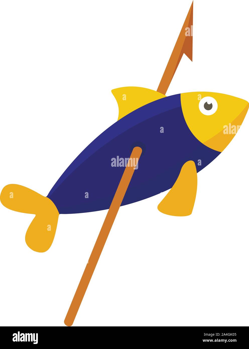Stone age fish in arrow icon. Flat illustration of stone age fish in arrow vector icon for web design Stock Vector