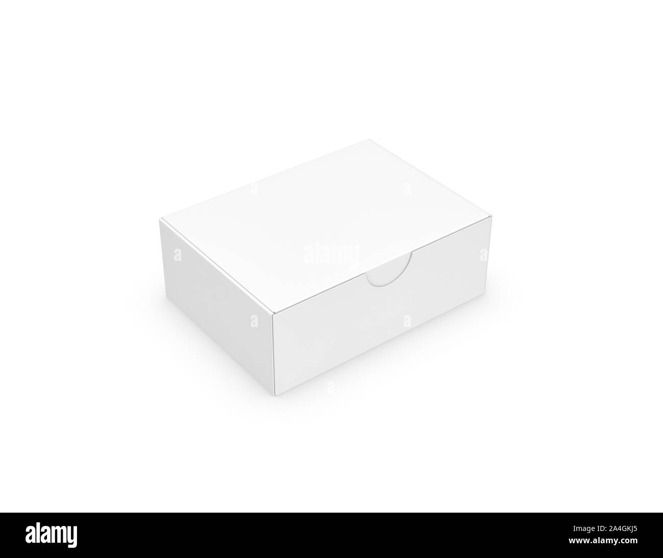 3d rendering of a white rectangular box with a closed attached lid on ...