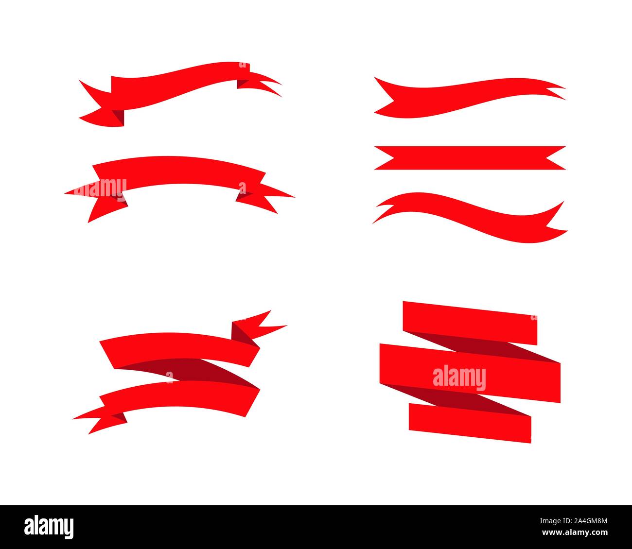 Flat vector ribbons banners flat isolated on white background Stock ...