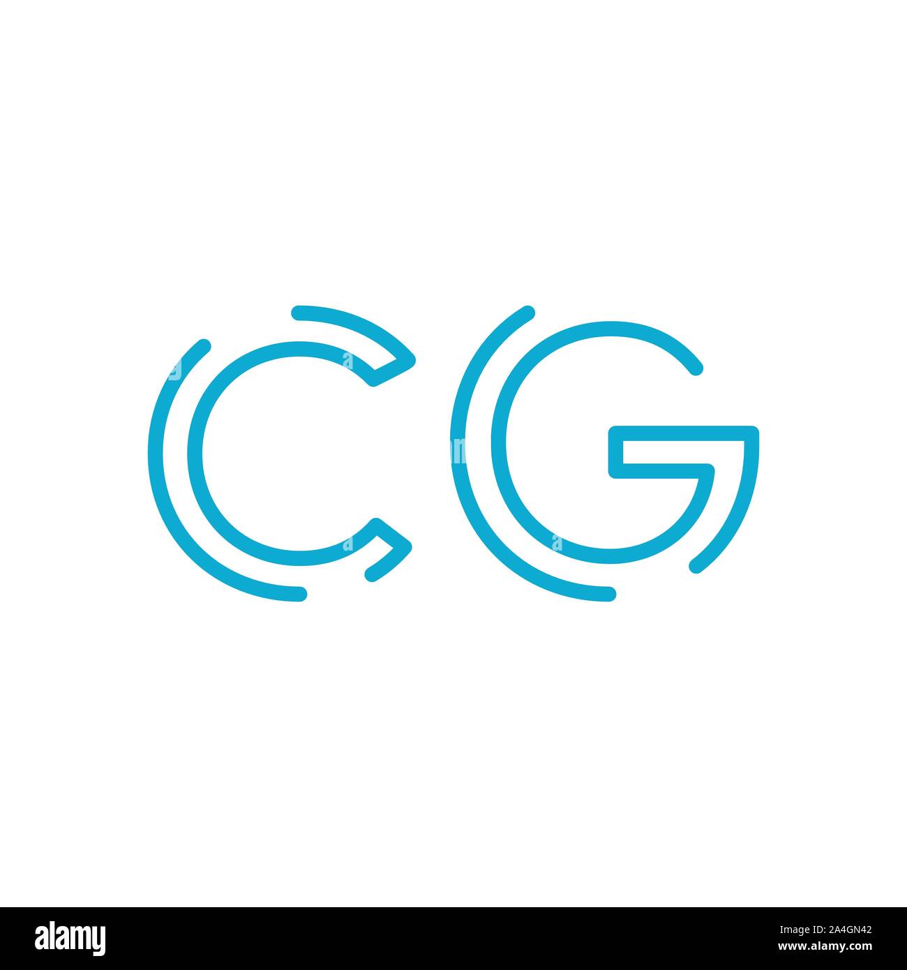 Initial linear outline letter CG, minimalist line art monogram logo ...