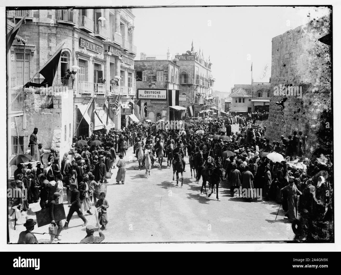 Turkish troops on David Street, 1898 [Jerusalem] Stock Photo Alamy