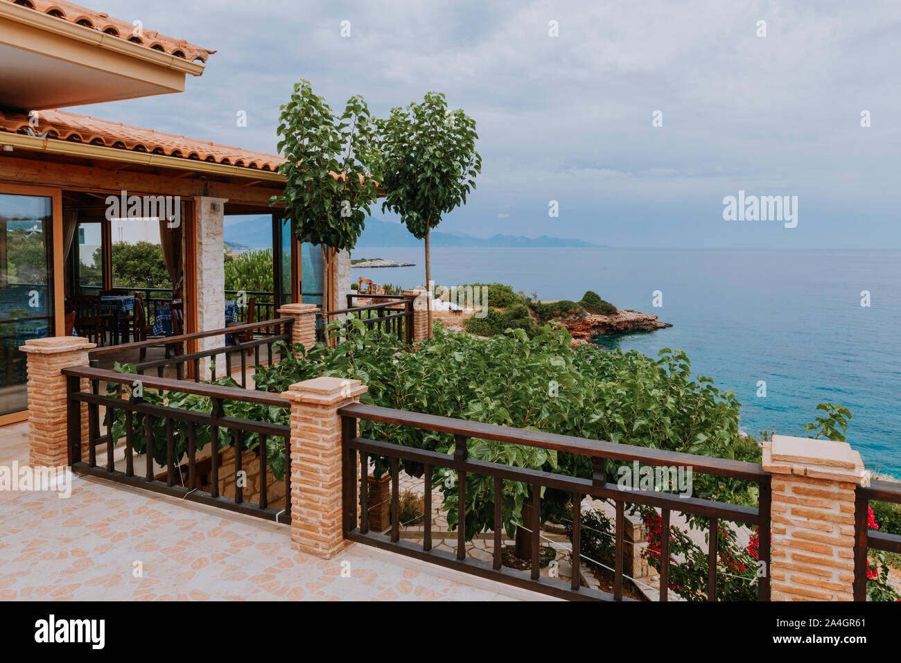 View from the terrace of luxury villa Stock Photo