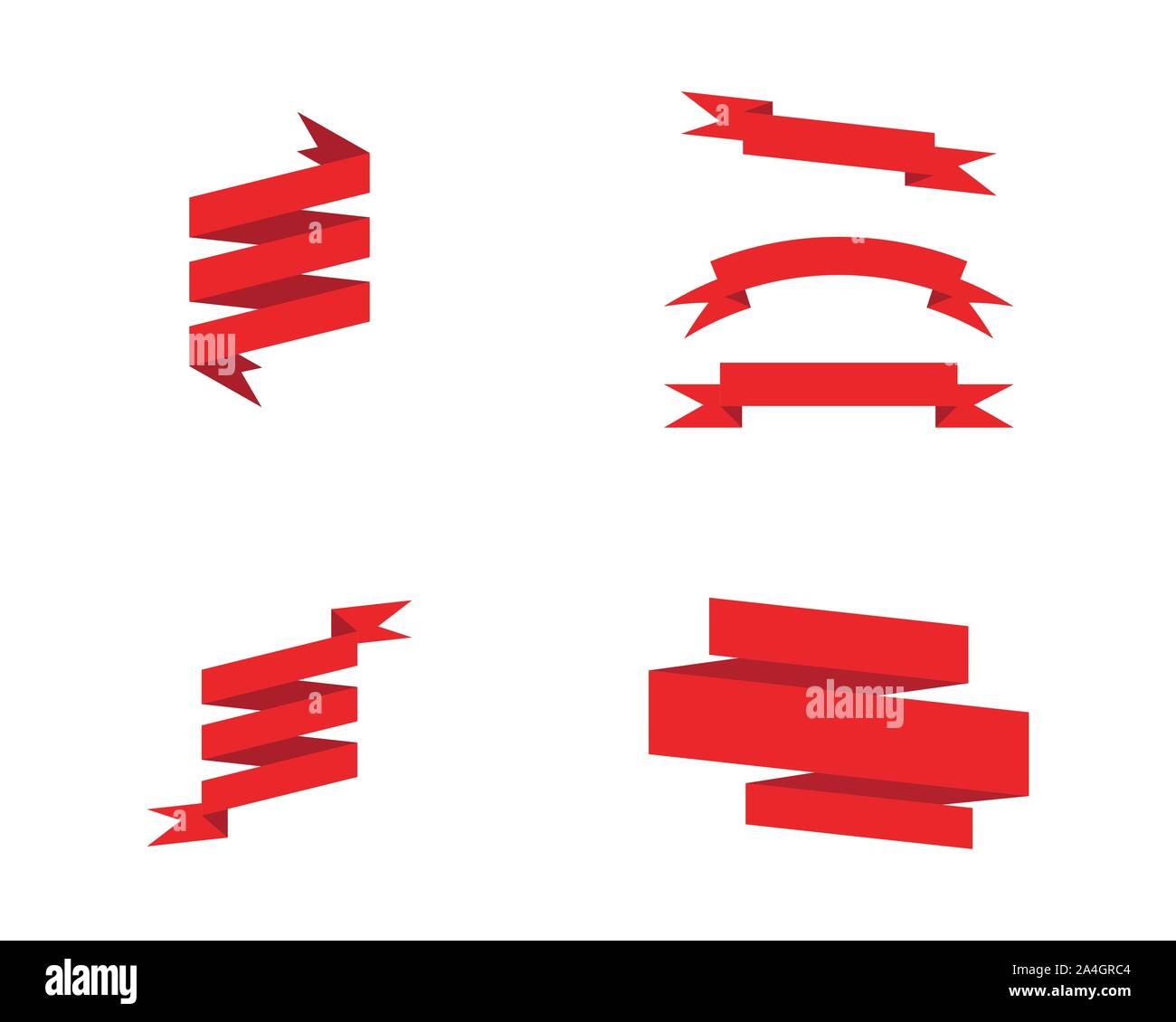 Flat vector ribbons banners flat isolated on white background Stock ...