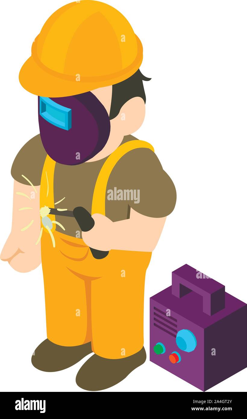 Welder icon, isometric style Stock Vector