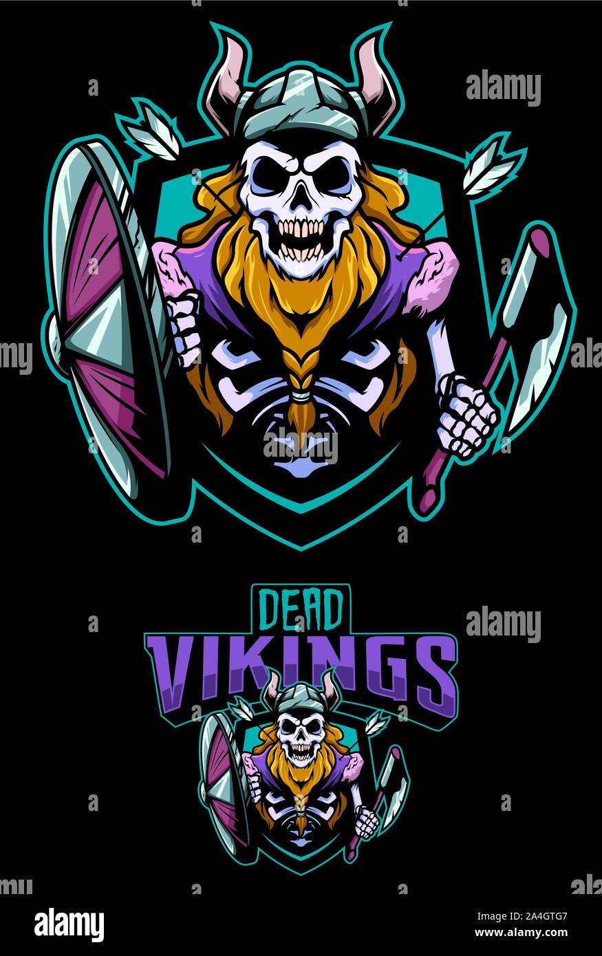 Dead Vikings Mascot Stock Vector