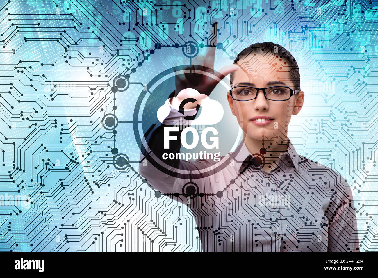 The businessman in edge and fog computing concept Stock Photo - Alamy