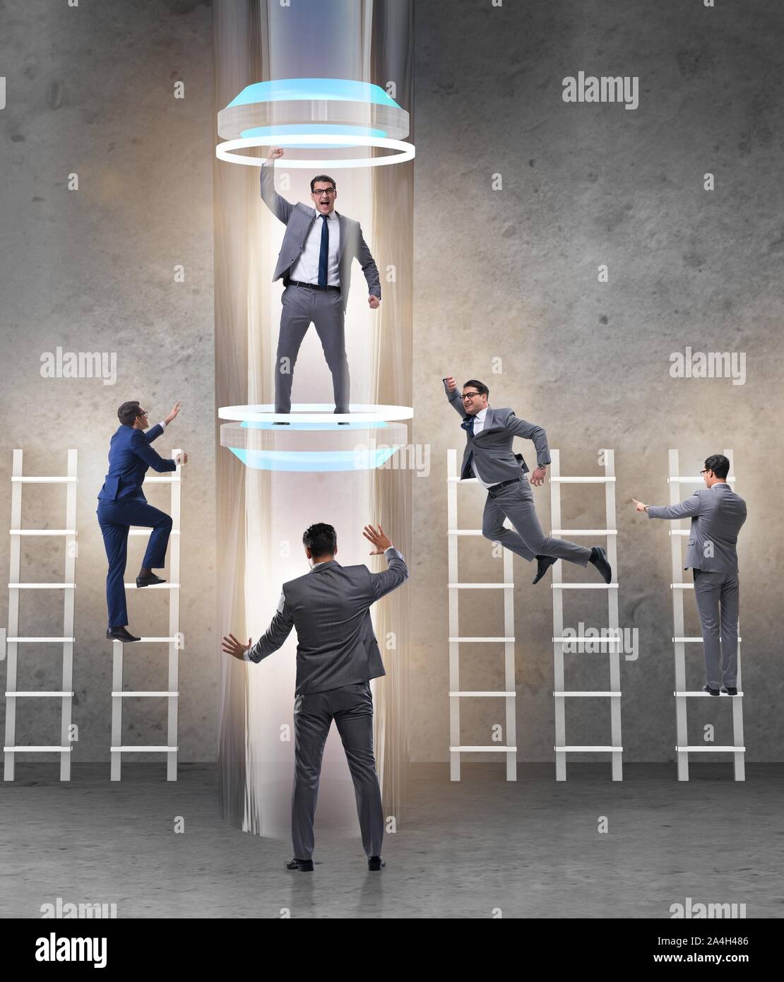 The businessmen in accelerated and fast promotion concept Stock Photo ...