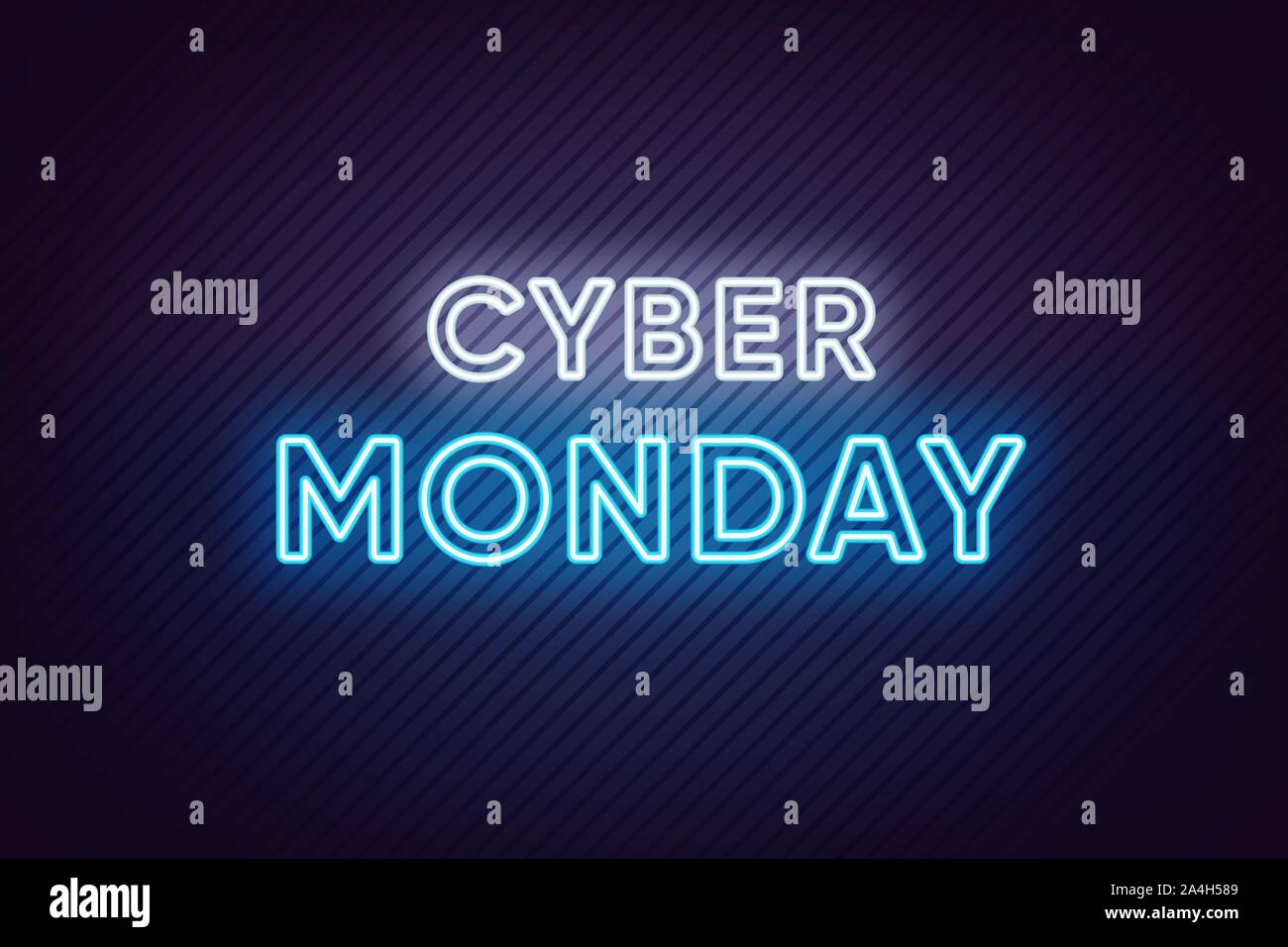 Neon Cyber Monday Banner. Text and Title of Cyber Monday with Neon