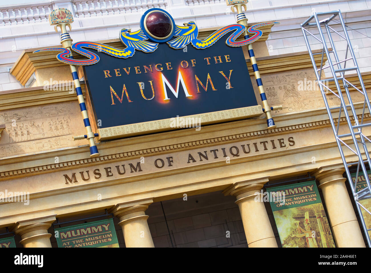 Revenge of the Mummy Museum of Antiques Ride, exterior, Universal Studios, Orlando, Florida,USA Stock Photo