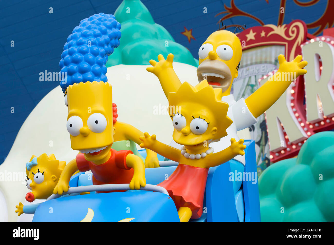 The Simpsons Ride, Virtual Reality Roller Coaster Rides at Universal Studio, Orlando, Florida, USA Stock Photo